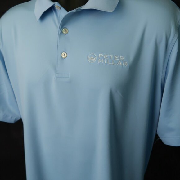 Peter Millar Summer Comfort Lt Blue Stretch Polo (L) ⛳️ - Picture 5 of 6